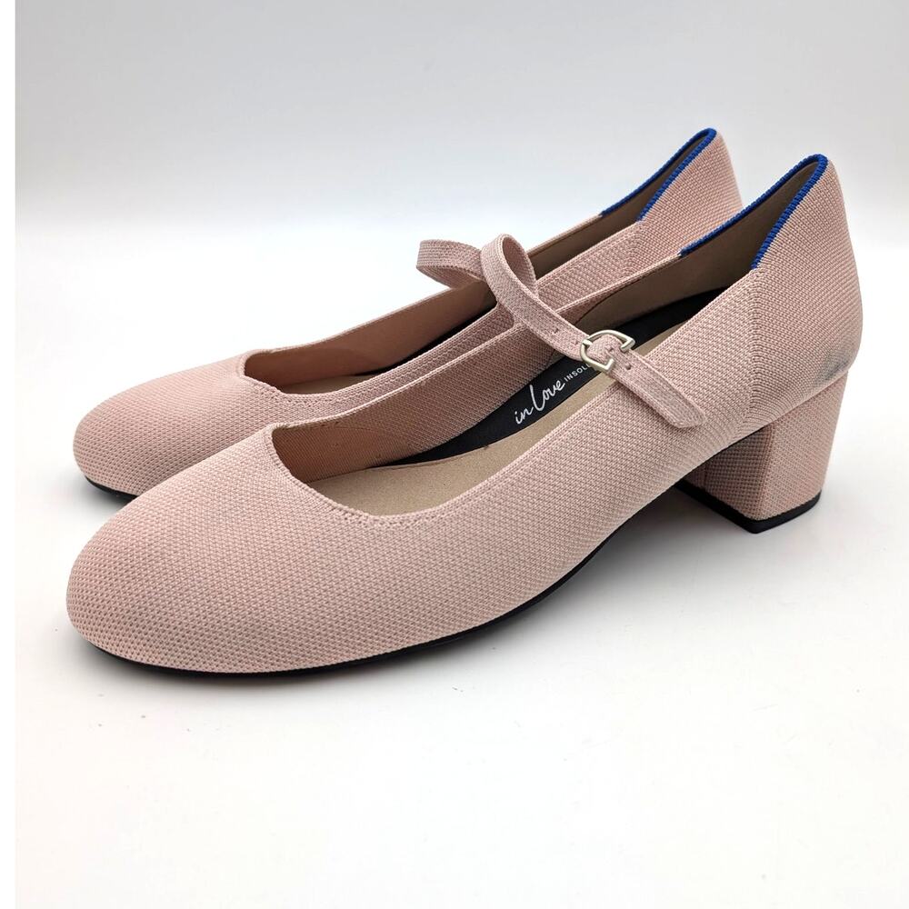 Rothy's The Mary Jane Block Heel Pump Women's Pale Pink Size US12 EU42